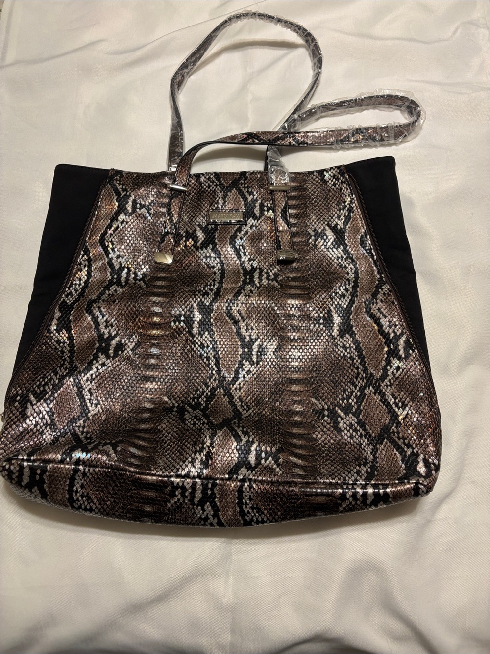 Mary Kay Snake-Print Shoulder Tote Bag in Brown and Black